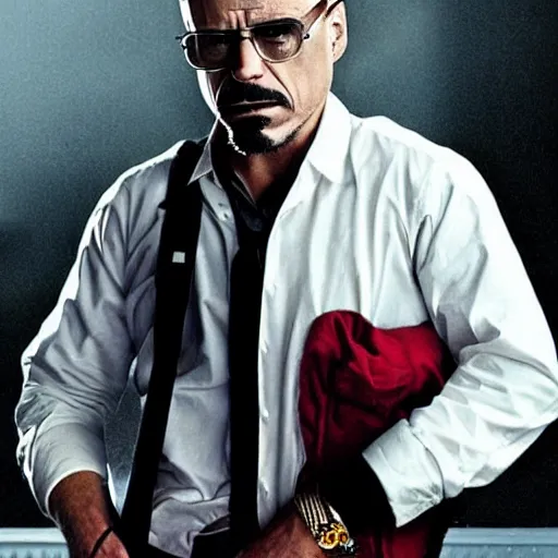 Image similar to robert downey jr as walter white