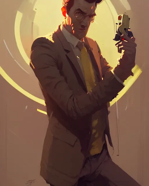 Image similar to hyper - realistic portrait of brunet noble men by atey ghailan, by greg rutkowski, by greg tocchini, by james gilleard, by joe fenton, by kaethe butcher, dynamic lighting, gradient light yellow, brown, blonde cream and white color scheme, grunge aesthetic