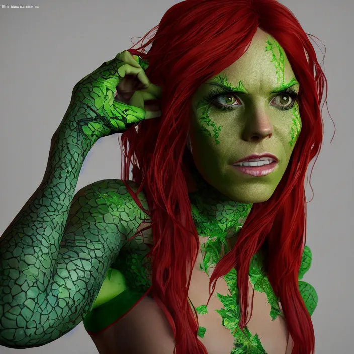 Prompt: portrait of Melanie C as a Poison Ivy. intricate artwork. by wlop, octane render, trending on artstation, very coherent symmetrical artwork. cinematic, hyper realism, high detail, octane render, 8k