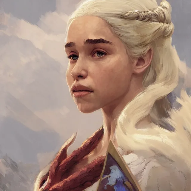 Image similar to Daenerys Targaryen as an airbender, portrait, elegant, intricate, digital painting, artstation, concept art, smooth, sharp focus, illustration, art by konstantin korovin and Daniel F. Gerhartz and john howe