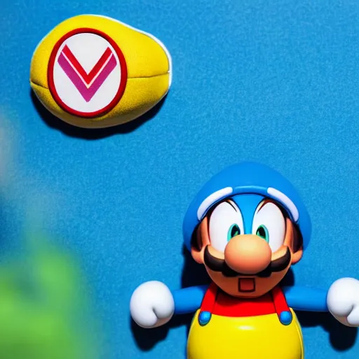 Prompt: a still of doraemon and super mario bros by aardman animation. studio lighting, macro photo. bokeh.