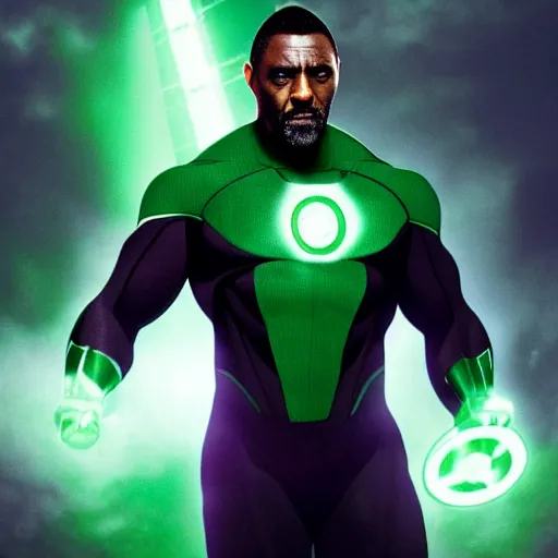 Prompt: a mid shot of Idris Elba as Green Lantern, 4k