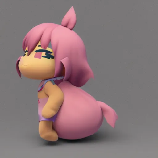 Image similar to cute fumo plush of a girl with a distinctive character silhouette, cel shaded pbr, vray