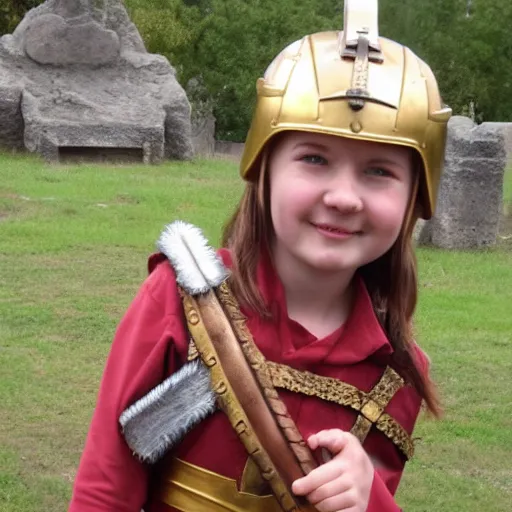 Image similar to small girl as a Roman legionnaire