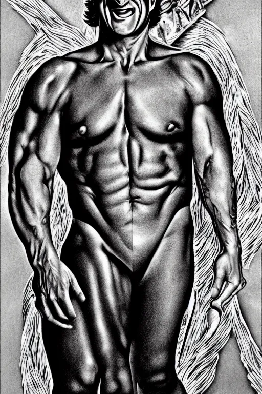 Image similar to hyperrealism billy herrington as kim chen wallpaper in style of alejandro jodorowsky and giger and araki nobuyoshi