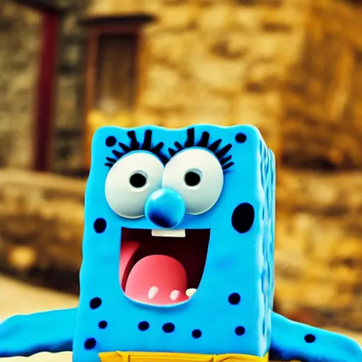 Prompt: blue spongebob