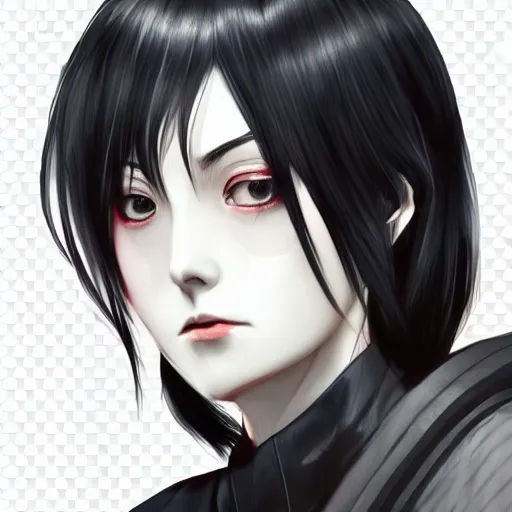 Image similar to heroine, beautiful, sui ishida with black hair, hyperrealistic, highly detailed, 8 k, a real photographic, digital art, character, realistic, portrait, female samurai, symatrical, dark atmospheric lighting, artstation, symetric, lineart