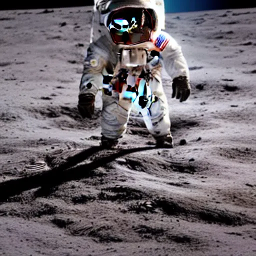 Image similar to high quality photo of hedgehog in astronaut suit on the Moon