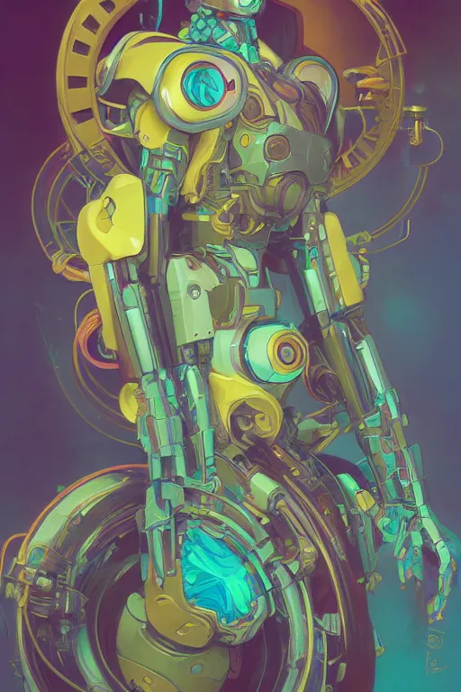 Image similar to a portrait of Autobot Whirl, seapunk Mecha , vaporwave , digital art, artstation, by WLOP, Ilya repin, alphonse mucha., Very highly detailed 8K, octane, Digital painting, the golden ratio,