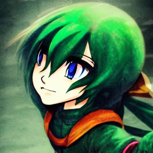 Prompt: anime illustration of saria from zelda