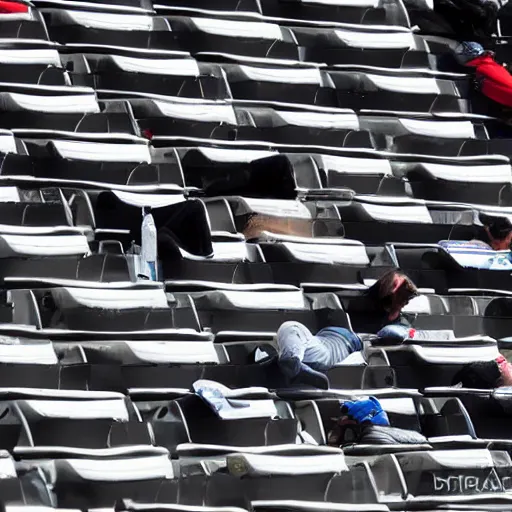 Image similar to a fan falls asleep in the grandstand at spa francorchamps