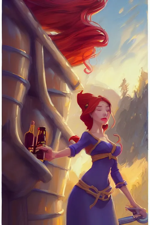 Image similar to fire princess adventure time working in a winery, animation pixar style, by pendleton ward, magali villeneuve, artgerm, jeremy lipkin and michael garmash, rob rey and kentaro miura style, golden ratio, trending on art station