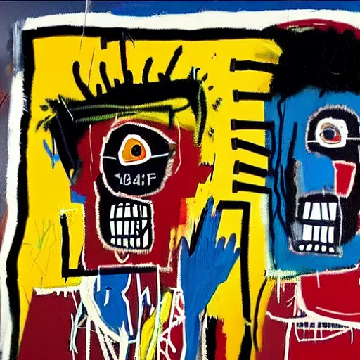 Image similar to basquiat painting depicting a gen z couple fighting