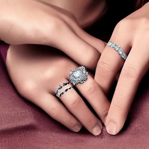 Prompt: foto elegant woman hand with five finger, engagement ring ads, photorealistic