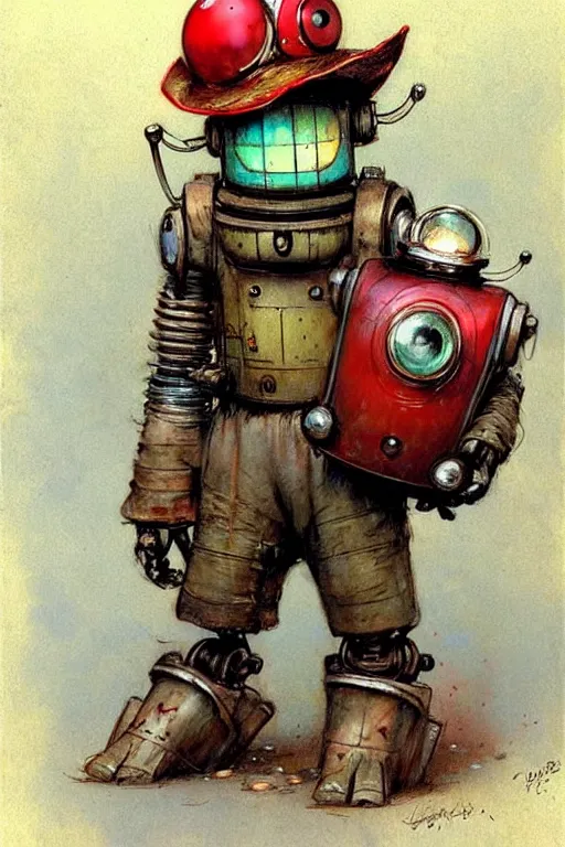 Image similar to adventurer ( ( ( ( ( 1 9 5 0 s retro future robot android robot mouse clown wagon. muted colors. ) ) ) ) ) by jean baptiste monge!!!!!!!!!!!!!!!!!!!!!!!!! chrome red