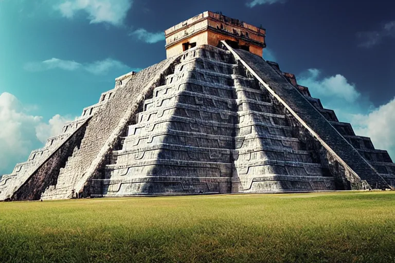 Image similar to holiday photo of chichen itza in the future by filip hodas