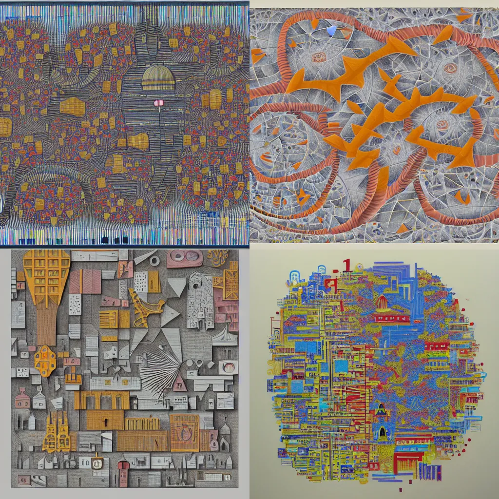 Prompt: 1% done, medium: colored pencil, fractal-automaton-isometric-city made of Notation, Symbols, Lines, Sequences, Interpretation, Instructions, Communication, Visuality, Process, form, line, character, surface, space, material, immaterial, sensual, symbolic, conceptual, Series, Variations, Temporalization, Processualization, Notation, Instruction, Form, Sign, Symbol, Movement, Parallel, Sequential, Disordered, Unconnected, Static, Visual, Mental, Iconic, Imaginative. Creative, large-scale, multi-part, process, drawing, repetition, variation, order, chaos, improvisation