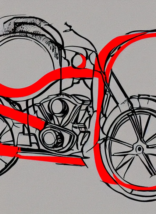 Prompt: illustration of a motorcycle with a red line going through it, an abstract drawing by master of the bambino vispo, behance contest winner, constructivism, academic art, angular