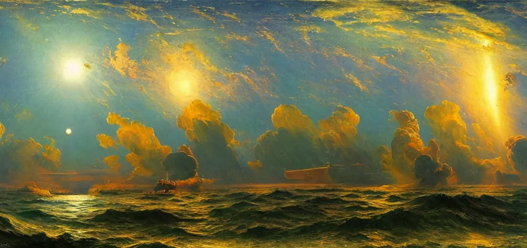 Prompt: Space Fleet by Frederic Edwin Church