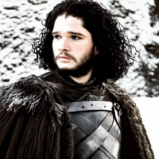 Prompt: live action Jon Snow portrait from 1978 BBC production of Game of Thrones. 35mm portrait. promotional still