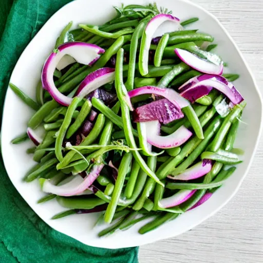 Prompt: onion jolly rancher green bean juniper salad