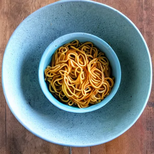 Image similar to noodles in styrofoam bowl,