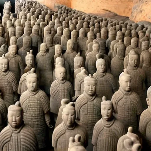 Prompt: a photo of angry - eyed qin shihuang terracotta warriors.