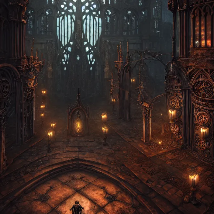 Image similar to steam necropolis, memento mori, gothic, neo - gothic, art nouveau, hyperdetailed copper patina medieval icon, stefan morrell, philippe druillet, ralph mcquarrie, concept art, steampunk, unreal engine, detailed intricate environment, octane render, moody atmospherics, volumetric lighting, ultrasharp, ominous, otherworldly