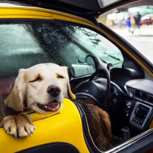 Image similar to Photo from NYTimes story - many are wondering if dogs should be allowed to drive taxis