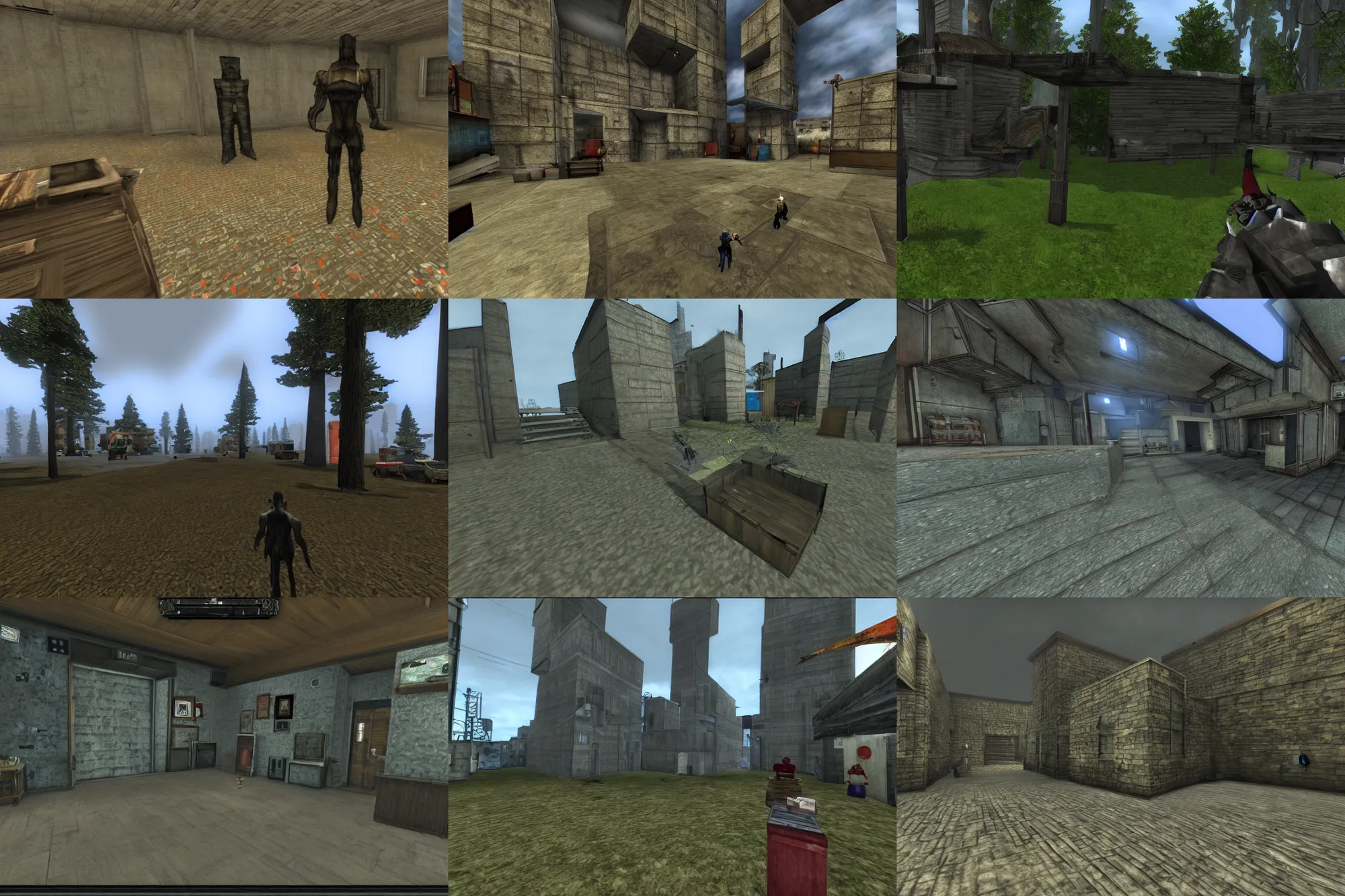 Prompt: garry's mod, steam workshop maps, unfamiliar liminal spaces, source map, gameplay screenshot