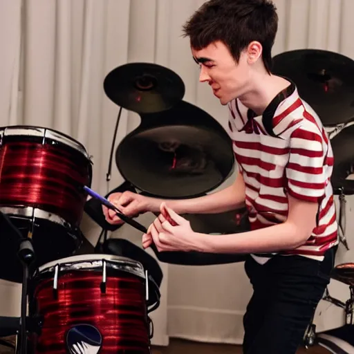 Image similar to anime of jacob collier playing saturn rings with drum sticks