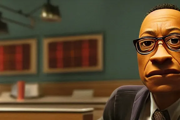 Prompt: “ very very high quality screenshot of gus fring in a pixar movie, rendered in octane 8 k with detailed cinematic lighting and shading, award - winning crisp details ”