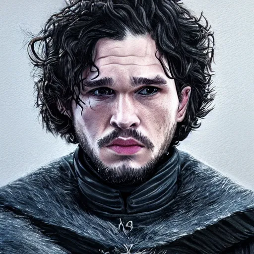 Prompt: kit harrington as lord comanderl of the nights watch, incredibly detailed oil painting, high octane, trending on artstation, incredible fineline, regal, fine art museum piece, drum scanner