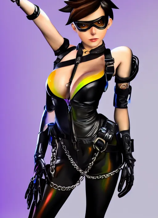 first-cobra23: Tracer from Overwatch wearing latex clothing, hyper