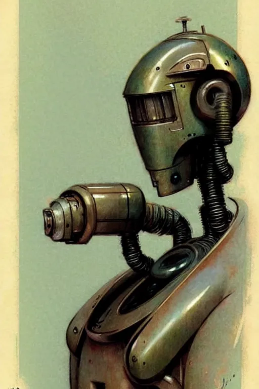 Image similar to (((((1950s servant android robot art . muted colors.))))) by Jean-Baptiste Monge !!!!!!!!!!!!!!!!!!!!!!!!!!!