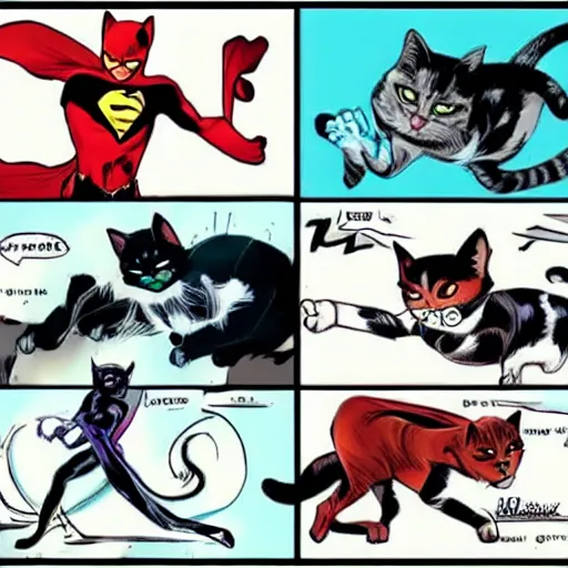 Image similar to a cat in the style of DC Comics