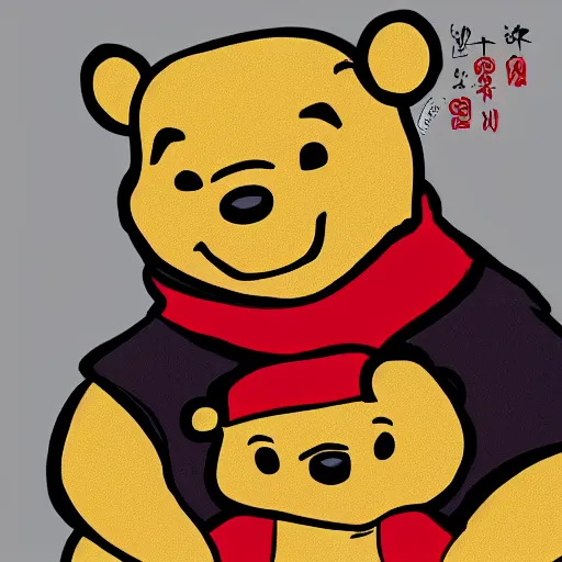 Image similar to xi jinping as winnie the pooh in the style of badiucao