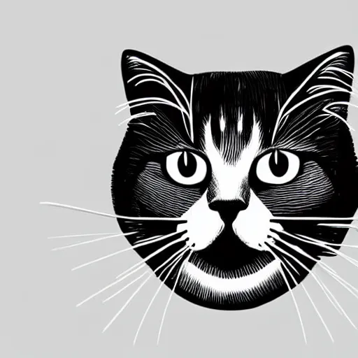 Prompt: cat logo, minimalistic design, bold, sharp, white background, highly detailed, illustration, by simon daniels