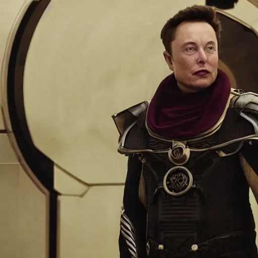 Image similar to Elon Musk as Emperor Shaddam IV, in Dune