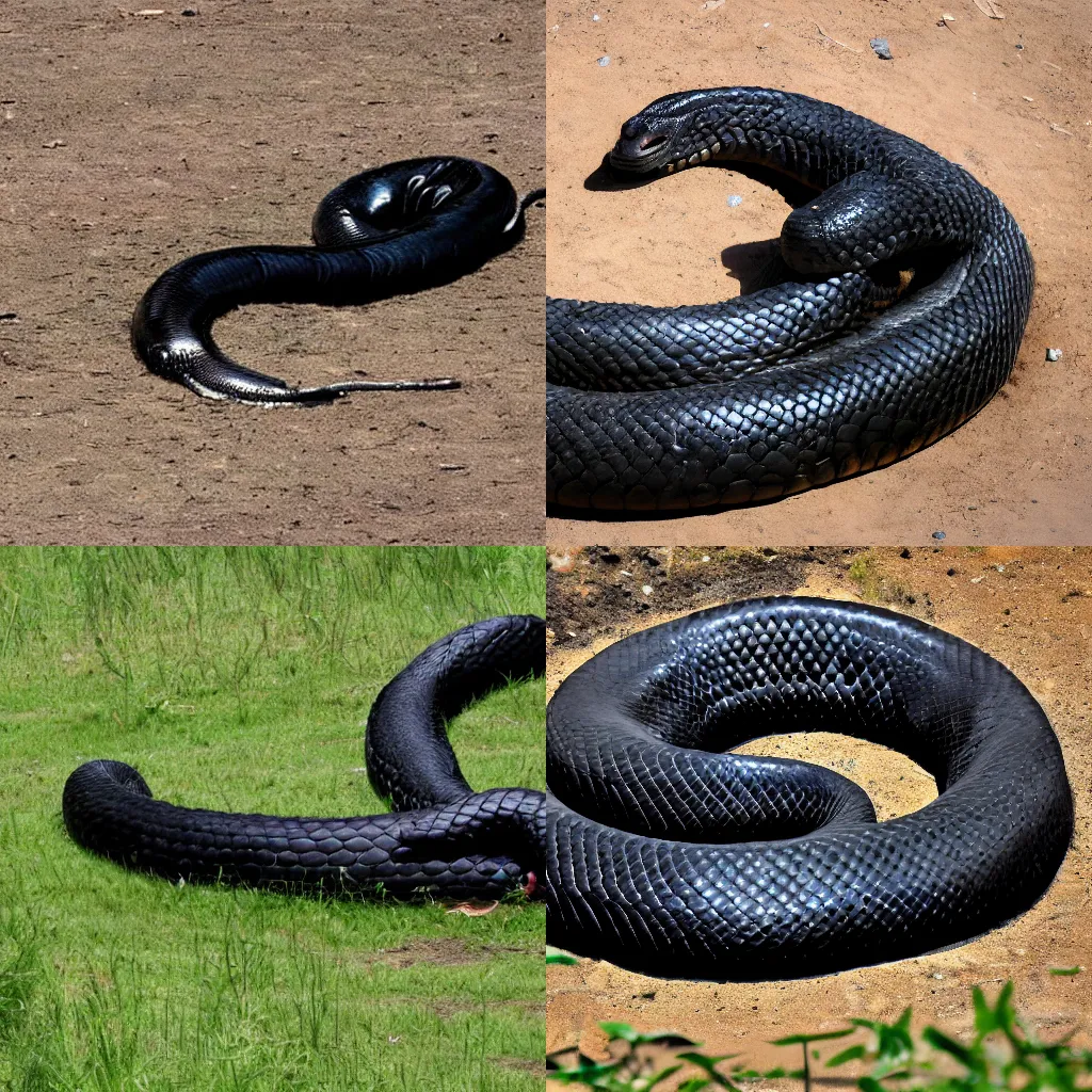 Prompt: black anaconda winking