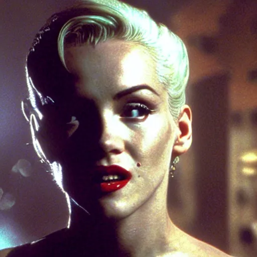 Image similar to movie scene from the matrix, marilyn monroe as carrie - anne moss