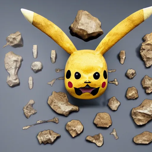 Image similar to Photograph of a Pikachu skeleton fossils, museum exposition