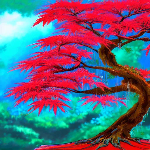 Image similar to Japanese maple, stunning digital masterpiece, anime, 4KHD