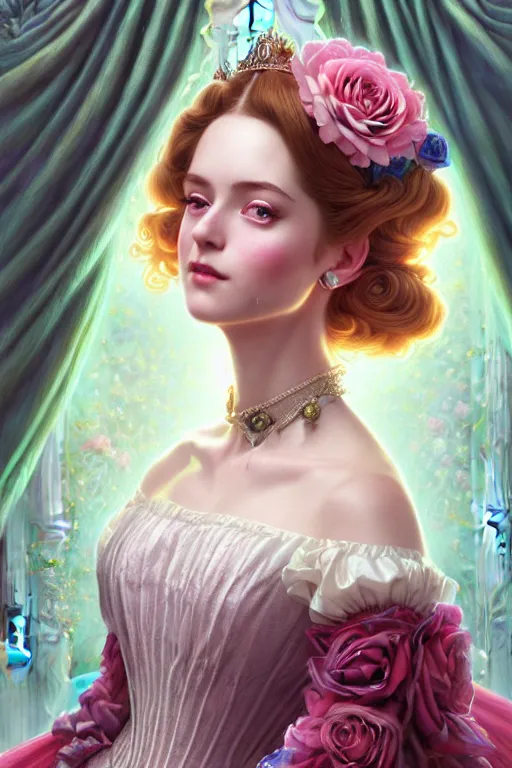 Image similar to a romatic dreamlike charming princess of legends character, victorian royal dresses, symmetrical, rose, maximalist, cg animation, riot enterainment, arcane, realistic, hyper detailed, masterpiece character select portrait, by artgerm, charlie bowater, anna dittmann, ilya kuvshinov, loish, drew struzan, 3 d