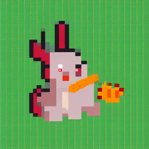 Image similar to pixel art of a cute rabbit eating a carrot