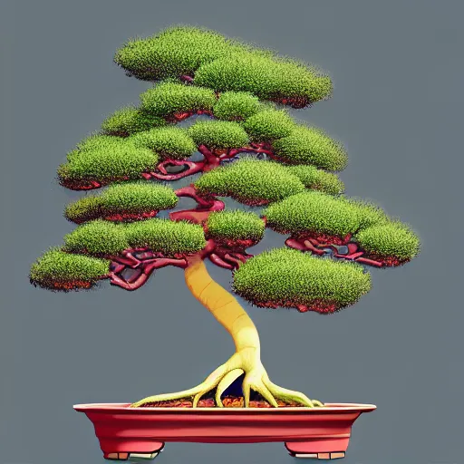 Image similar to bonsai rowan! tree but minimalistic concept art by frank stella gilleard james whalen tom, colorful, soft light, trending on artstation, minimalism