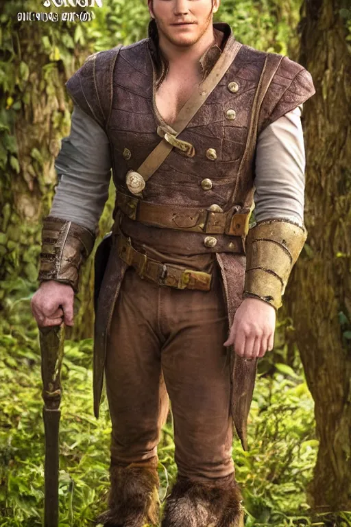 Image similar to Chris Pratt as Shrek in live action adaptation, set photograph in costume, cosplay, cover of Vogue