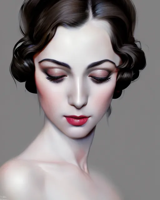 Prompt: artgerm and wlop close portrait digital realist painting of a 1 9 2 0 s beautiful woman at a party in a mansion, strong contrast, unreal engine, hyper realism, realistic shading, cinematic composition, realistic render, octane render, detailed textures, photorealistic, ultrawide shot, 3 5 mm film