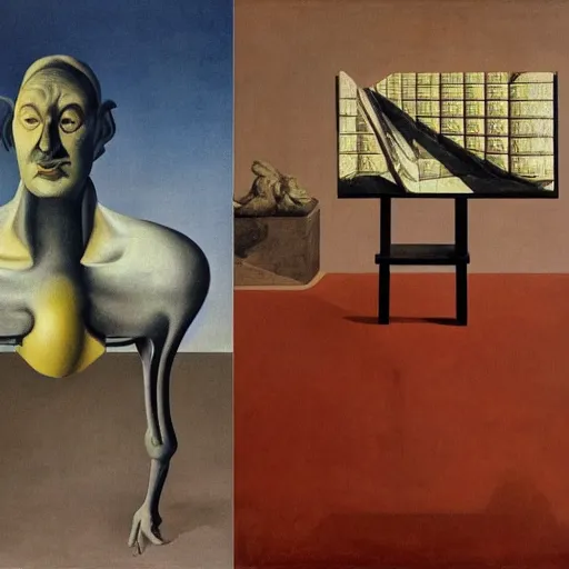 Image similar to problem of evil, godless, symbolic, freudian, by dali and de chirico and magritte and paula rego and neo rauch