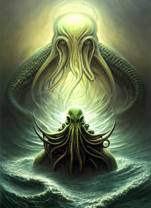 cthulhu emerging from ocean, a scenic dystopian | Stable Diffusion ...